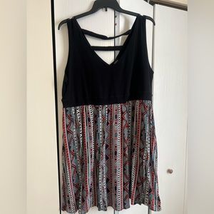 Cute cut out back black dress with pattern bottom